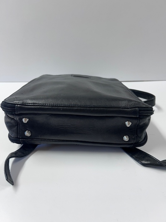 Tignanello Black Leather Backpack 3 Separate Sections Zipper Snap main image 4